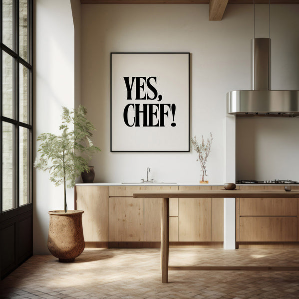 YES CHEF, Canvas or Unframed Print, Housewarming Gift, Kitchen Decor, TV quotes
