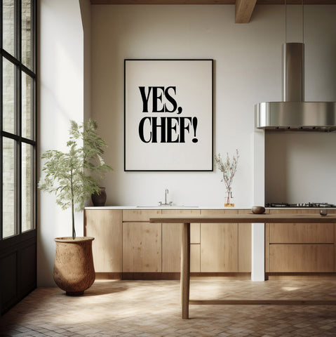 YES CHEF, Canvas or Unframed Print, Housewarming Gift, Kitchen Decor, TV quotes