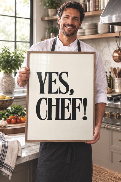 YES CHEF, Canvas or Unframed Print, Housewarming Gift, Kitchen Decor, TV quotes