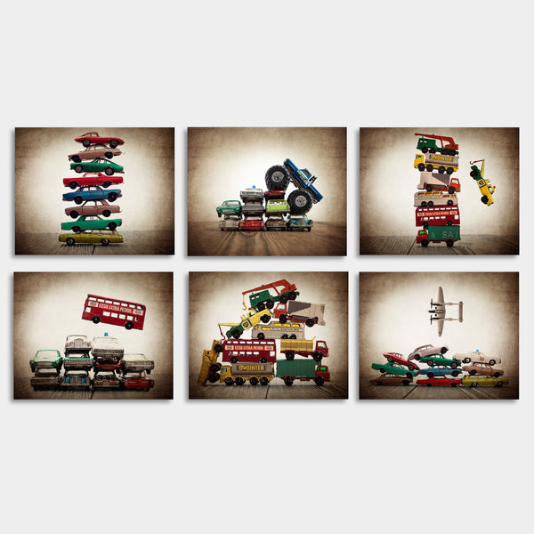Vintage Stacked Matchbox Trucks Falling - Saint & Sailor Studios