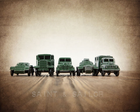 Vintage Army Trucks Lined up - Saint & Sailor Studios