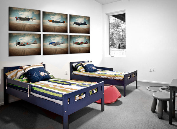 Vintage WWII Airplane Navy Blue Corsair - Saint & Sailor Studios