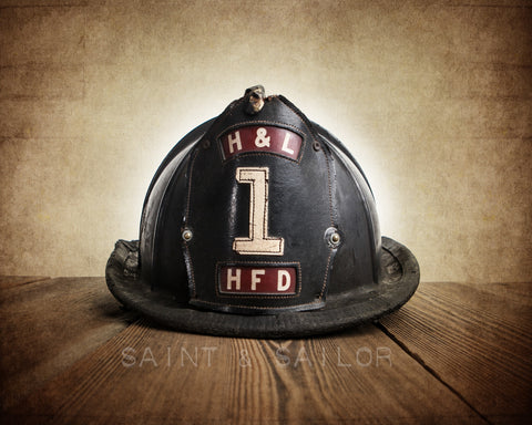 Vintage Fireman Helmet Photo Art Print, H&L 1 - Saint & Sailor Studios
