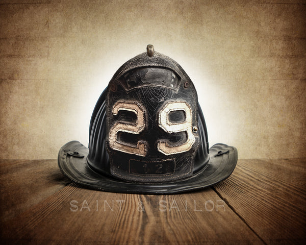 Vintage Fireman helmet Photo Art Print, No.1 - Saint & Sailor Studios