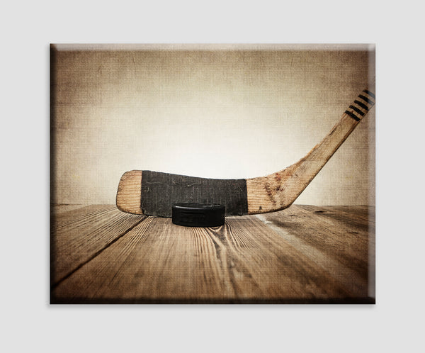 Hockey Stick and Puck Large Canvas - Saint & Sailor Studios