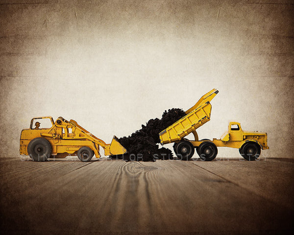 Vintage Toy Tractor Dump Truck and Dirt Pile - Saint & Sailor Studios