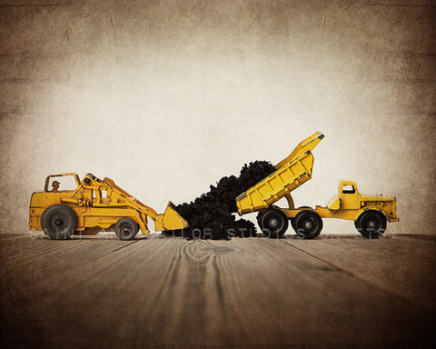 Vintage Toy Tractor Dump Truck and Dirt Pile - Saint & Sailor Studios