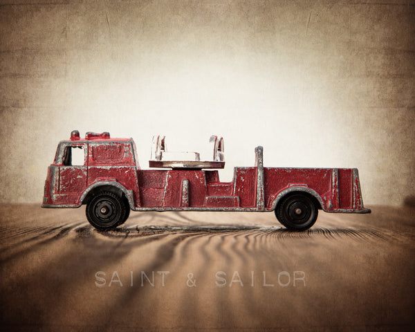 Vintage Toy Firetruck on Barnwood - Saint & Sailor Studios