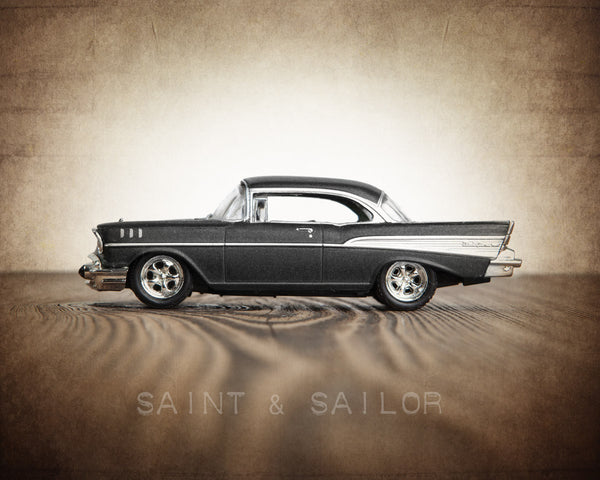 Vintage Muscle Car Charcoal 57 Chevy Bel Air - Saint & Sailor Studios
