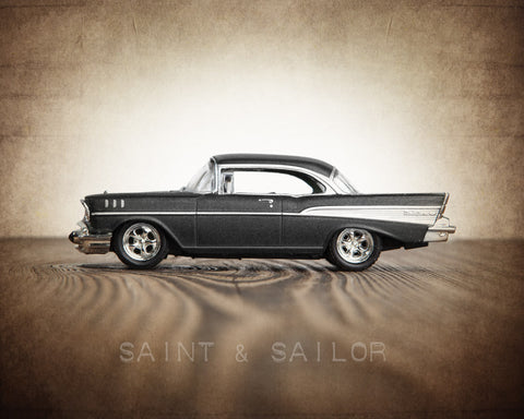 Vintage Muscle Car Charcoal 57 Chevy Bel Air - Saint & Sailor Studios