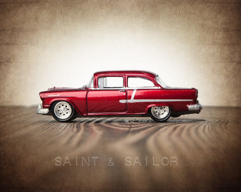 Vintage Muscle Car Candy Apple Red 55 Chevy - Saint & Sailor Studios