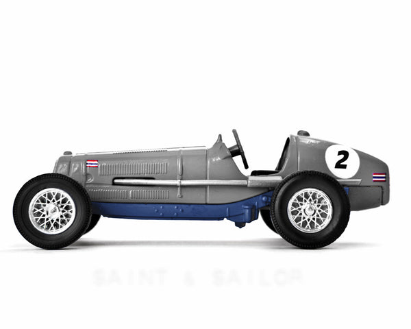 Grey With White Wheels No.2 Vintage Race Car - Saint & Sailor Studios