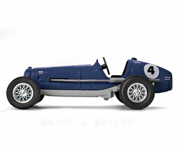 Navy Blue and Grey No.4 Vintage Race Car - Saint & Sailor Studios