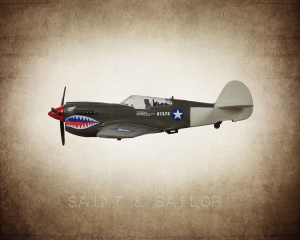 Vintage WWII Airplane P40 Mustang - Saint & Sailor Studios