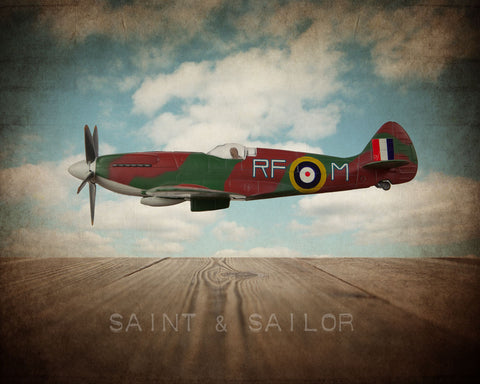 Vintage WWII Airplane Spitfire - Saint & Sailor Studios