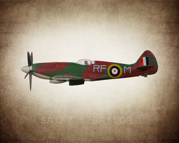 Vintage WWII Airplane Spitfire - Saint & Sailor Studios