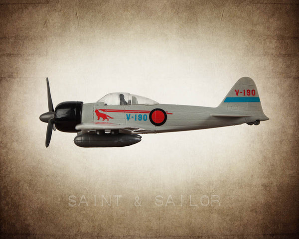 Vintage WWII Airplane Japanese Zero Fighter - Saint & Sailor Studios