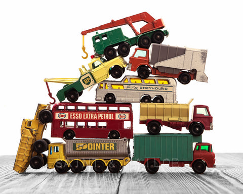Vintage Stacked Matchbox Work Vehicles Pile - Saint & Sailor Studios