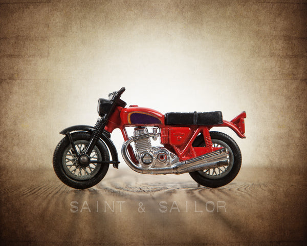 Vintage Red Motorcycle Cafe Style - Saint & Sailor Studios