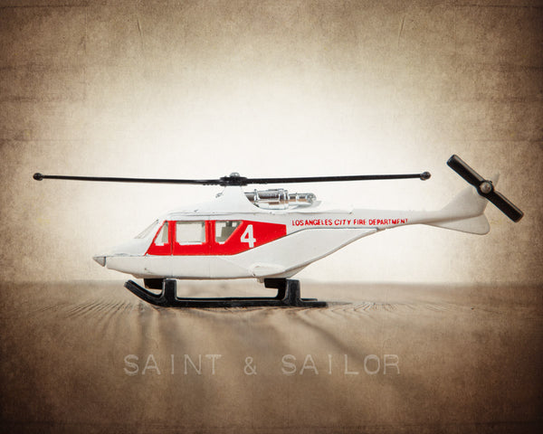 Vintage Matchbox Red and White Fire Helicopter - Saint & Sailor Studios