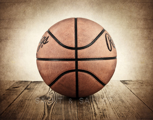 Vintage Basketball on Barnwood - Saint & Sailor Studios