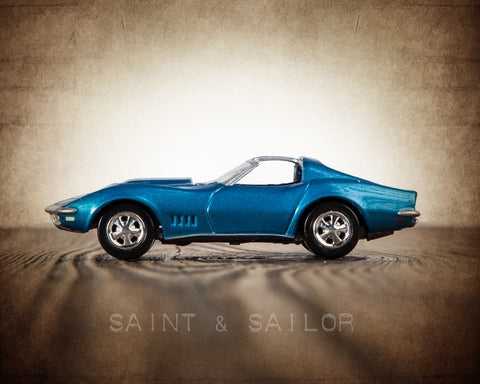 Vintage Muscle Car Blue 1968 Corvette T-Top - Saint & Sailor Studios