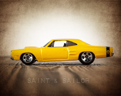 Vintage Muscle Car Yellow 1969 Dodge Super Bee - Saint & Sailor Studios