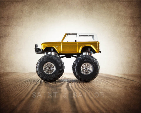 Vintage Monster Truck Gold and White Hard top Bronco - Saint & Sailor Studios