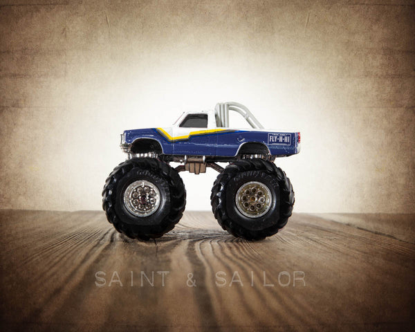Vintage Monster Truck Blue and White Flyin High Truck - Saint & Sailor Studios