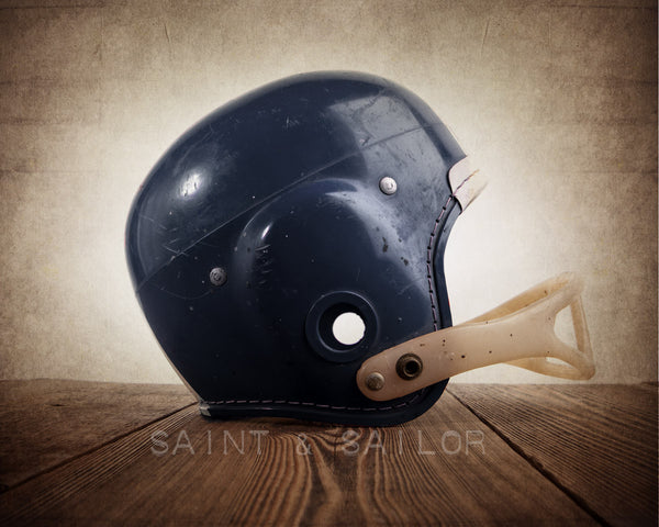 Vintage Black Football Helmet Side View - Saint & Sailor Studios