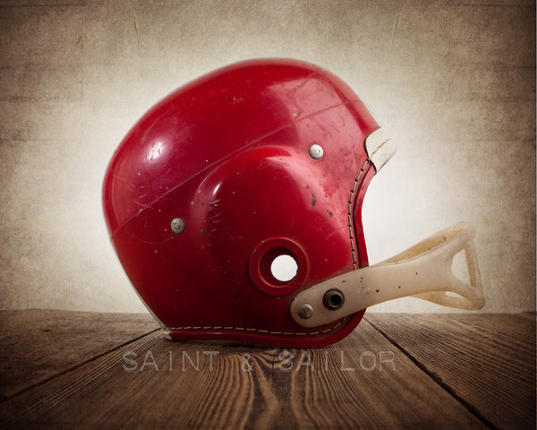 Vintage Black Football Helmet Side View - Saint & Sailor Studios