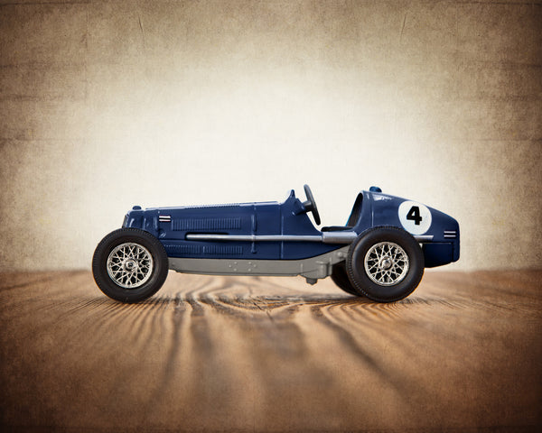 Navy Blue and Grey No.4 Vintage Race Car - Saint & Sailor Studios