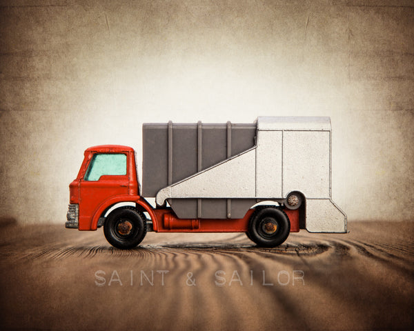 Vintage Orange Garbage Truck - Saint & Sailor Studios