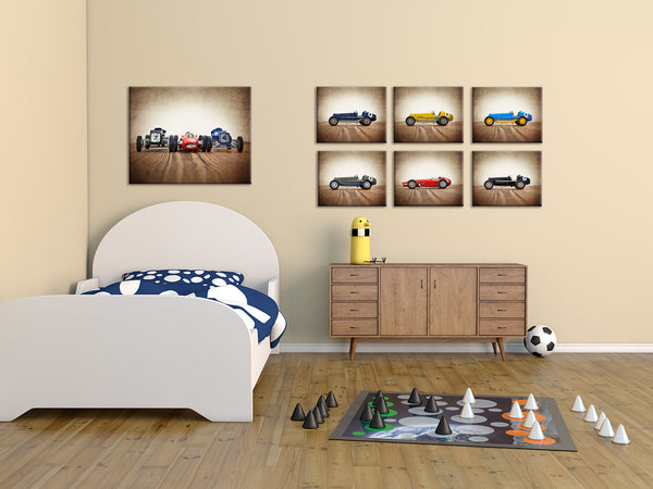 Vintage Race Cars Three Lined Up - Saint & Sailor Studios