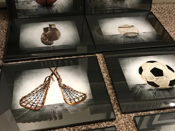 Vintage Football, Baseball, Soccer and Basektball, Set of Four Sports Balls on Barn Wood Photo Prints,Vintage Sports Nursery