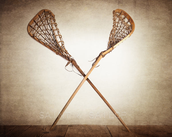 Vintage Lacrosse Sticks Crossed - Saint & Sailor Studios