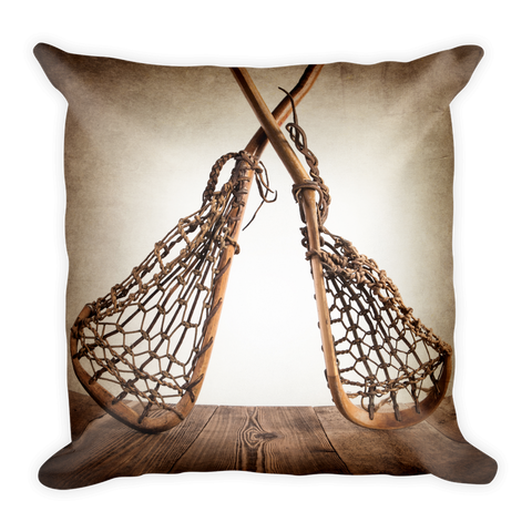 Vintage Lacrosse Sticks Crossed Square Pillow - Saint & Sailor Studios