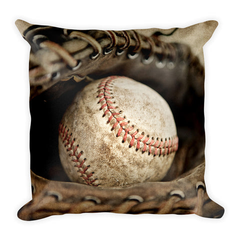 Vintage Baseball in Catchers Mit Square Pillow - Saint & Sailor Studios