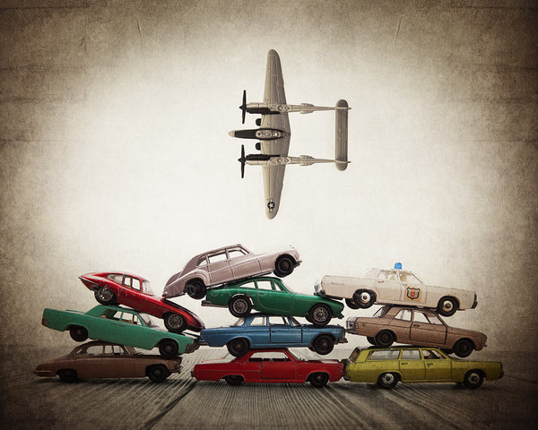 Vintage Matchbox Car Pile AirPlane Flyover - Saint & Sailor Studios