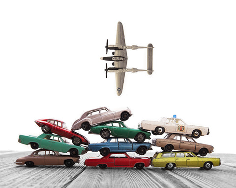 Vintage Matchbox Car Pile AirPlane Flyover - Saint & Sailor Studios
