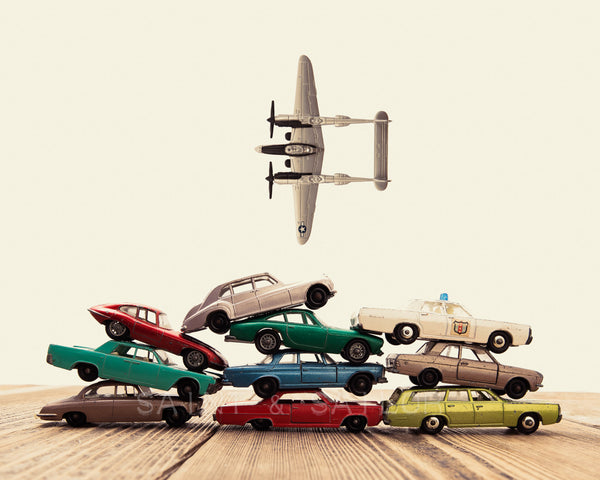 Vintage Matchbox Car Pile AirPlane Flyover - Saint & Sailor Studios