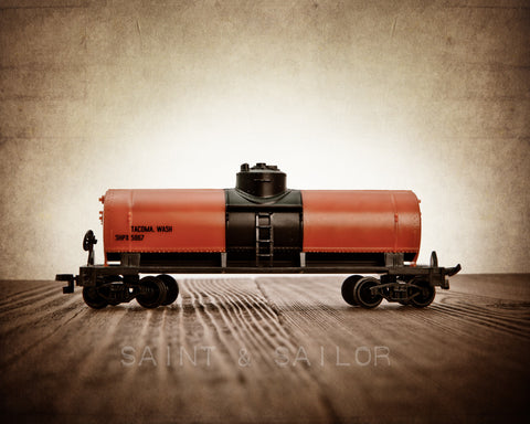 Toy Train Print, Orange Tanker Car - Saint & Sailor Studios